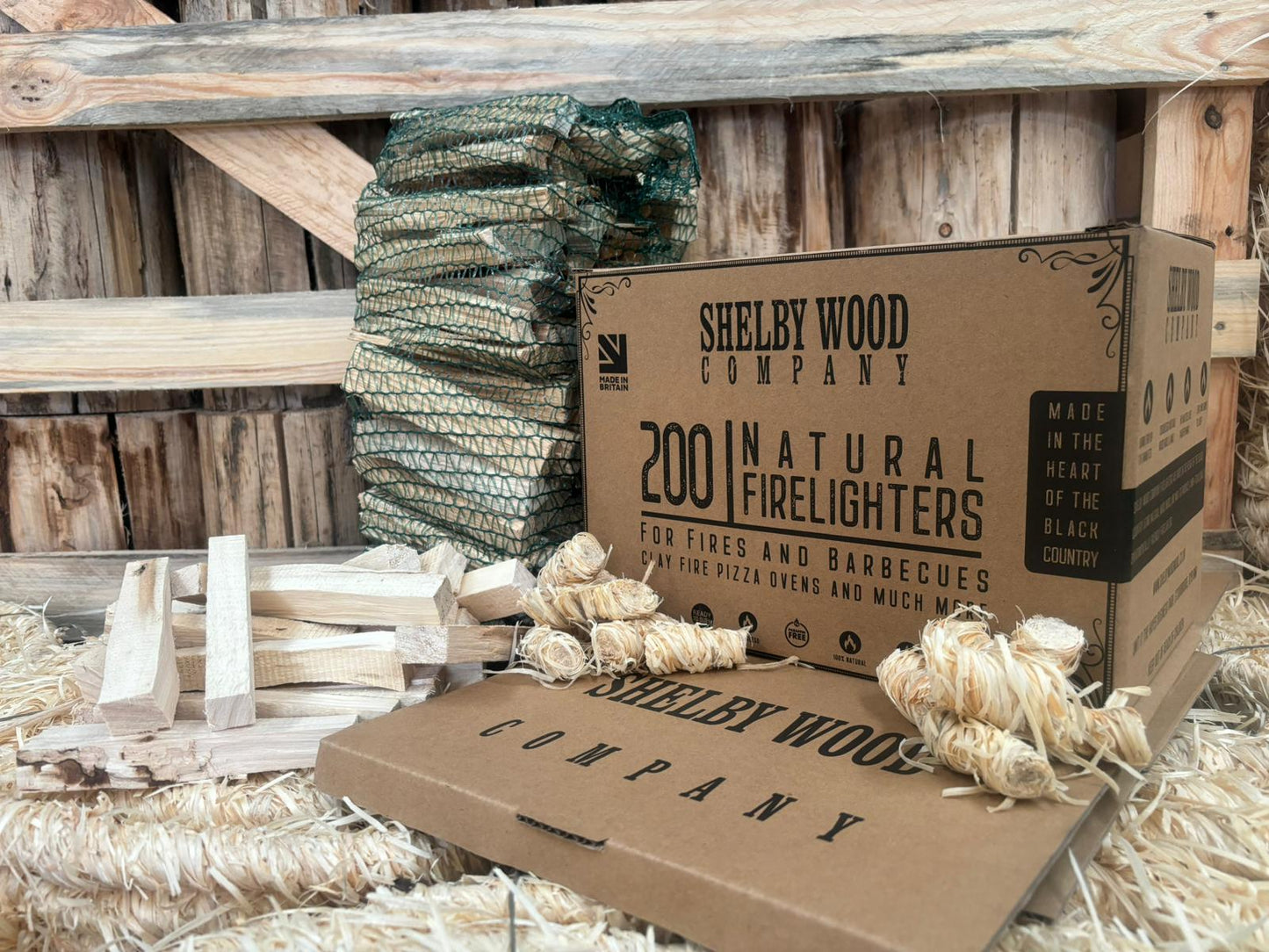 200 Eco-Friendly Waxed Firelighters, 3.5 Kg Kindling Plus Free Firelighter Bag