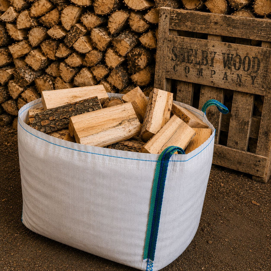 Kiln dried hardwood logs stacked ready to burn