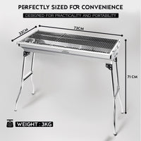 Folding Stainless-Steel Charcoal BBQ Grill & 50 Eco Firelighters