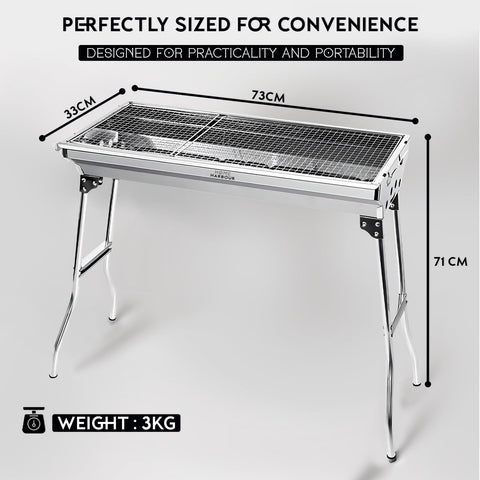 Folding Stainless-Steel Charcoal BBQ Grill & 50 Eco Firelighters