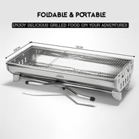 Folding Stainless-Steel Charcoal BBQ Grill & 50 Eco Firelighters