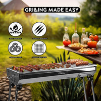 Folding Stainless-Steel Charcoal BBQ Grill & 50 Eco Firelighters
