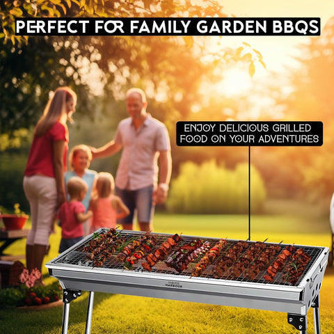 Folding Stainless-Steel Charcoal BBQ Grill & 50 Eco Firelighters