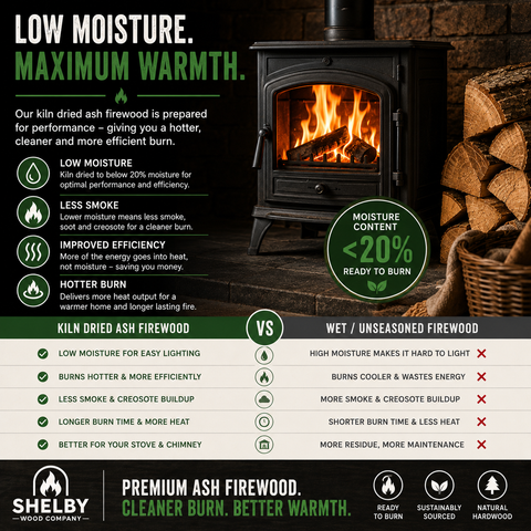 Kiln Dried Ash Firewood Logs 60L