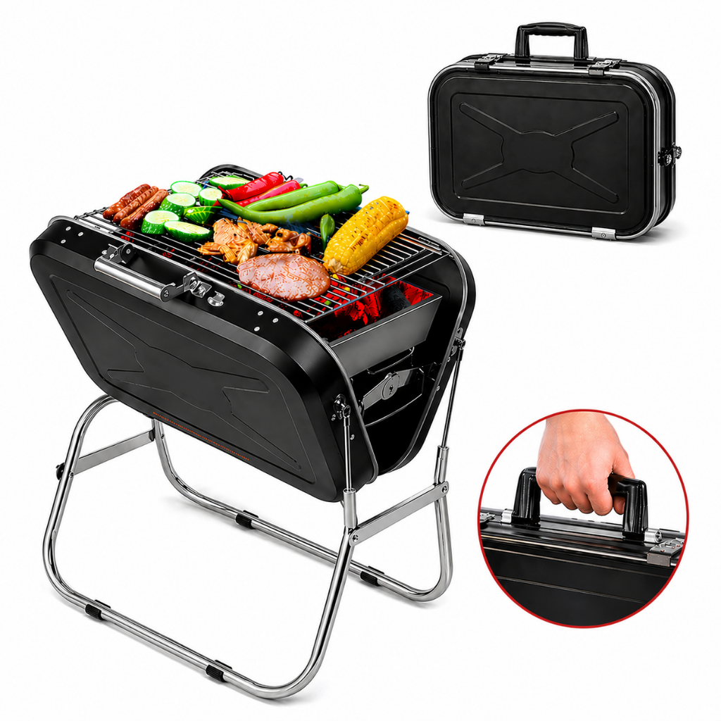 Portable Foldable Charcoal Suitcase BBQ Grill