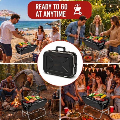 Portable Foldable Charcoal Suitcase BBQ Grill
