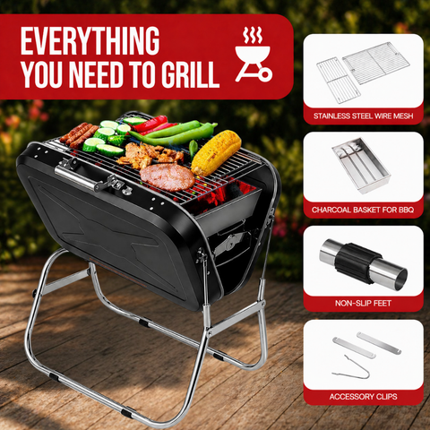 Portable Foldable Charcoal Suitcase BBQ Grill