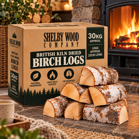30kg BRITISH Kiln Dried Birch Hardwood Logs