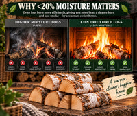 30kg BRITISH Kiln Dried Birch Hardwood Logs