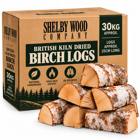 30kg BRITISH Kiln Dried Birch Hardwood Logs
