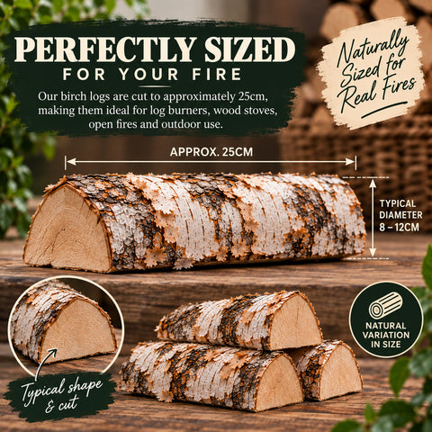 30kg BRITISH Kiln Dried Birch Hardwood Logs