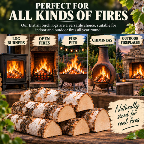 30kg BRITISH Kiln Dried Birch Hardwood Logs