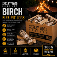 25kg Fire Pit Kiln Dried Birch Hardwood Logs