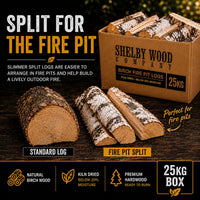 25kg Fire Pit Kiln Dried Birch Hardwood Logs