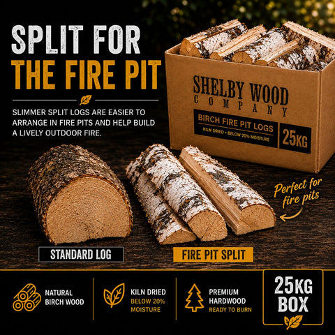 25kg Fire Pit Kiln Dried Birch Hardwood Logs