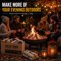 25kg Fire Pit Kiln Dried Birch Hardwood Logs