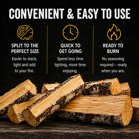 25kg Fire Pit Kiln Dried Birch Hardwood Logs