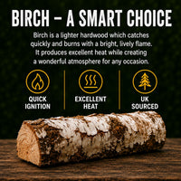 25kg Fire Pit Kiln Dried Birch Hardwood Logs