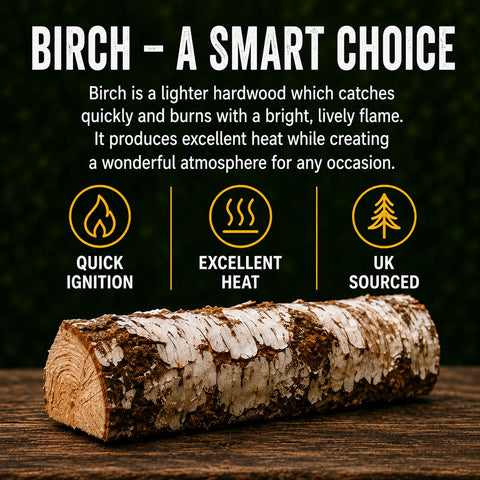 25kg Fire Pit Kiln Dried Birch Hardwood Logs