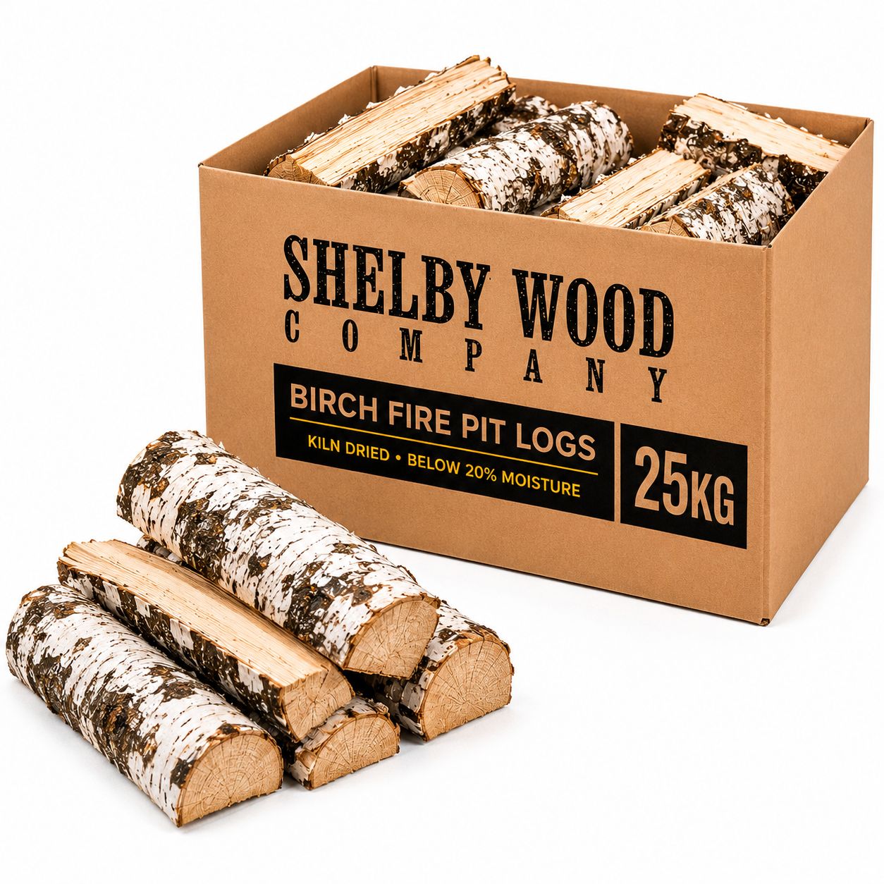 25kg Fire Pit Kiln Dried Birch Hardwood Logs