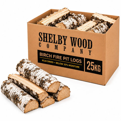 25kg Fire Pit Kiln Dried Birch Hardwood Logs