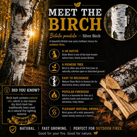 25kg Fire Pit Kiln Dried Birch Hardwood Logs