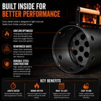 Large Charcoal Chimney Starter for BBQ