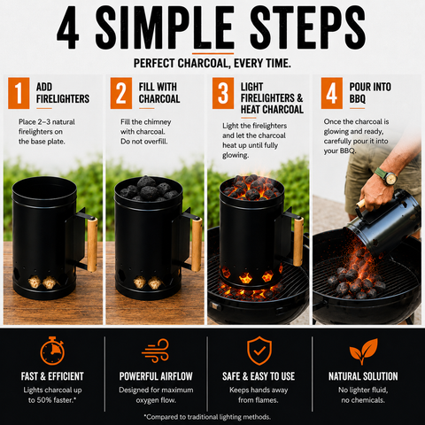 Large Charcoal Chimney Starter for BBQ