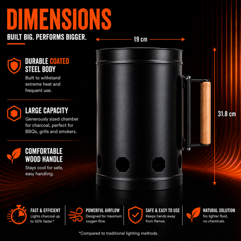 Large Charcoal Chimney Starter for BBQ