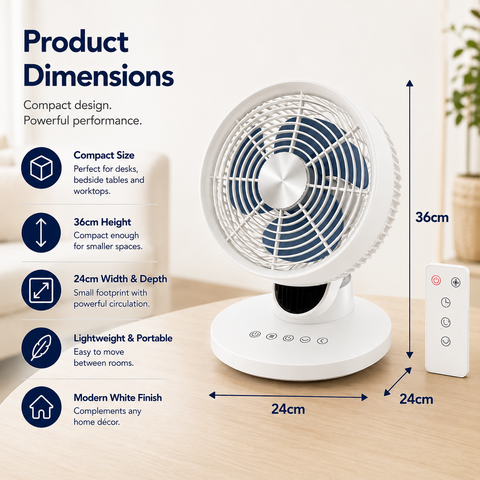 12" Air Circulator Fan with Remote Control 6 Speed