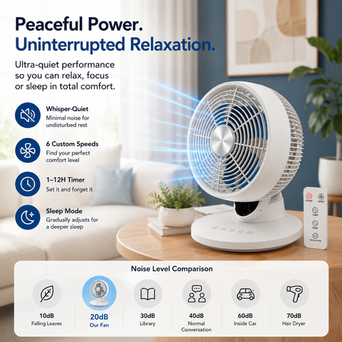 12" Air Circulator Fan with Remote Control 6 Speed