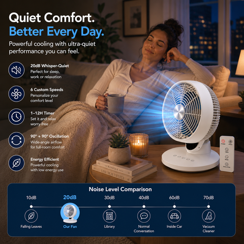 12" Air Circulator Fan with Remote Control 6 Speed