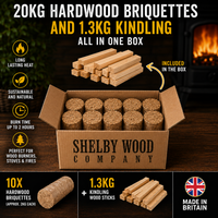 20kg Hardwood Briquettes and Kindling Wood Bundle