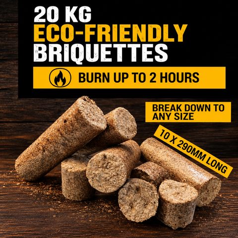 20kg Hardwood Briquettes + 1.3kg Kindling Wood Sticks Bundle