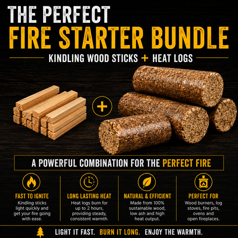 20kg Hardwood Briquettes + 1.3kg Kindling Wood Sticks Bundle