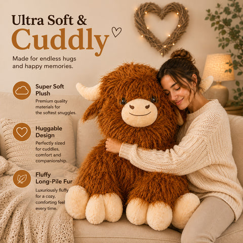 Giant Highland Cow Plush Soft Toy