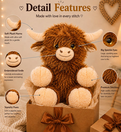 Giant Highland Cow Plush Soft Toy
