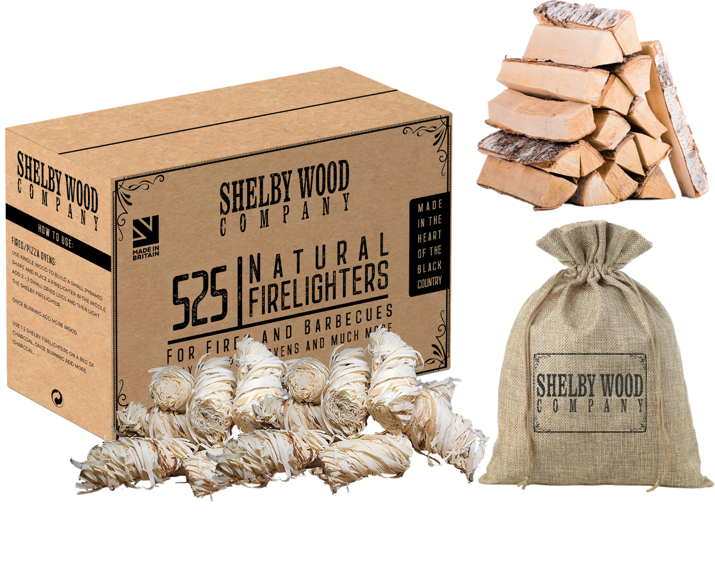 525 Eco-Friendly Waxed Firelighters, 7 Kg Kindling Plus Free Firelighter Bag